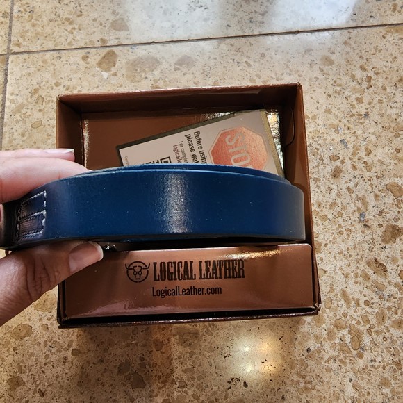 Logical Leather LEATHER DOG TRAINING LEASH 4' Blue - Picture 3 of 5